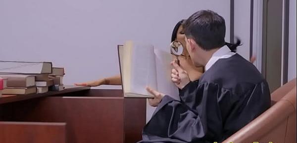 Busty MILF anal drilled by short guy in court